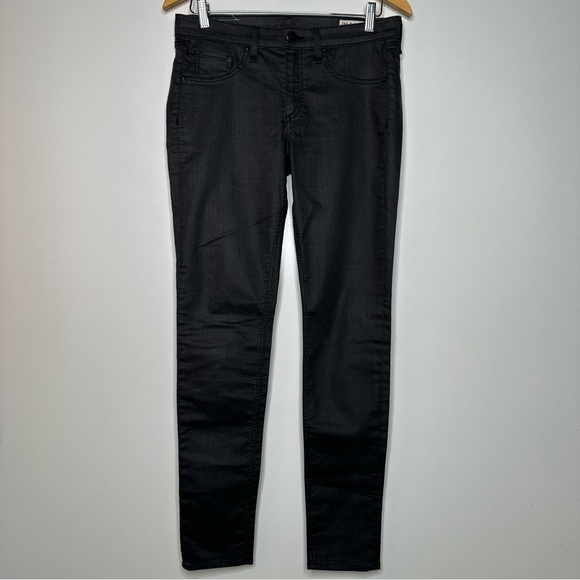 Rag & Bone Black Wax Coated Skinny Jeans Size 30 - Picture 2 of 7